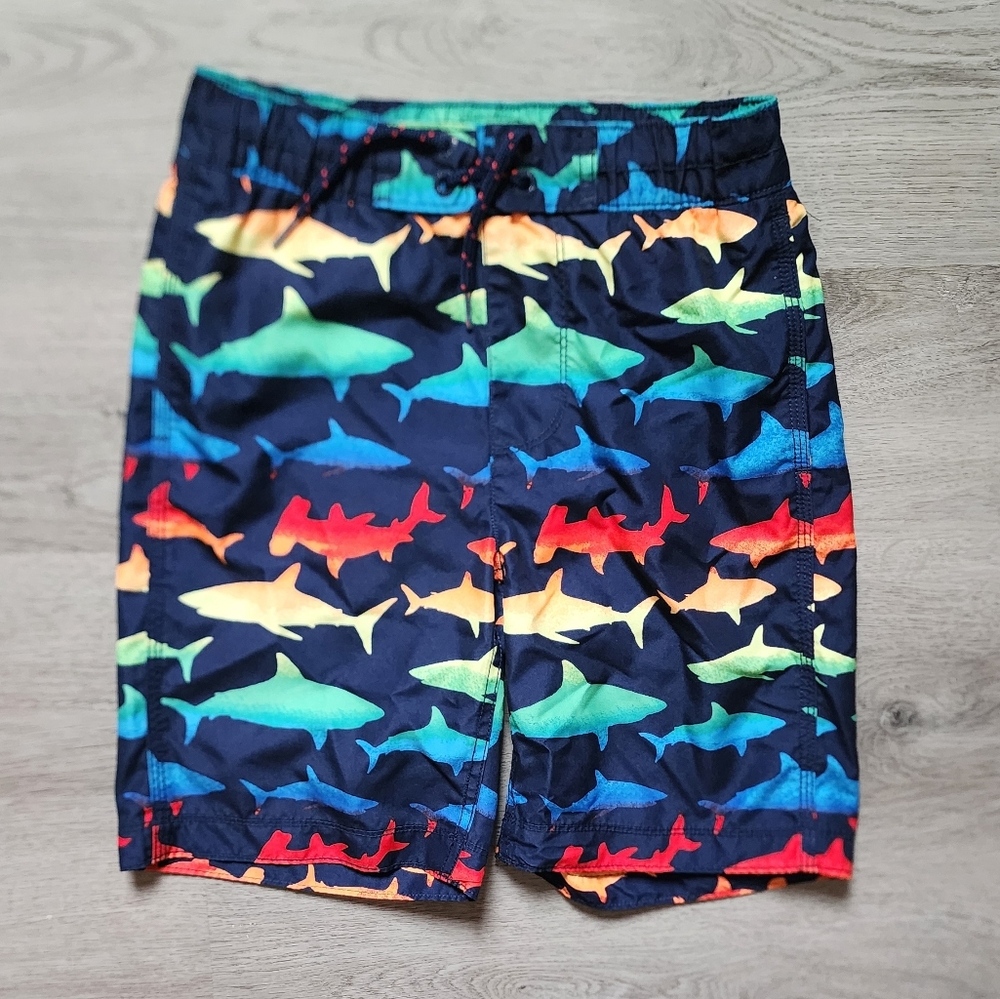 Gap Kids Boy's Shark Graphic Multi-Color Swimwear Swim Trunks Medium M